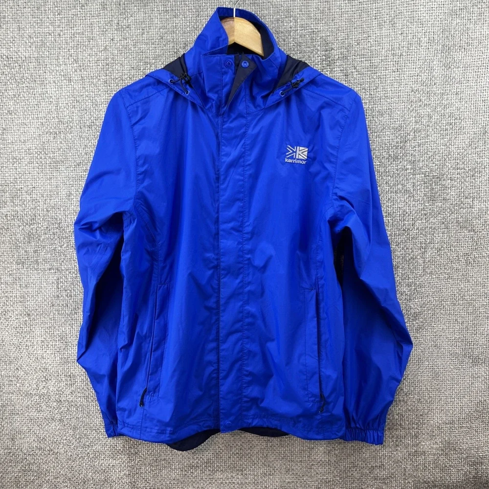 KARRIMOR WEATHERTITE Jacket Blue Coat‎ Hood Windbreaker Mens Size XS Outdoor